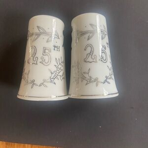 25th Anniversary Ceramic Salt and Pepper Shakers by Lefton